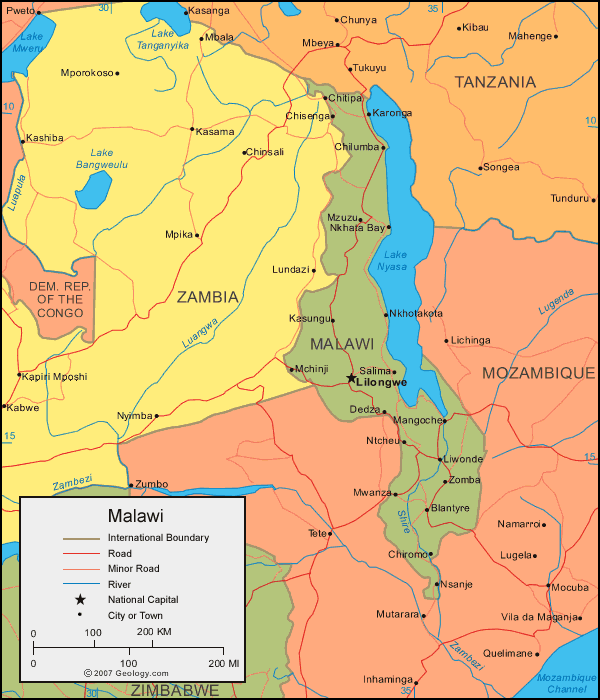 map of Malawi