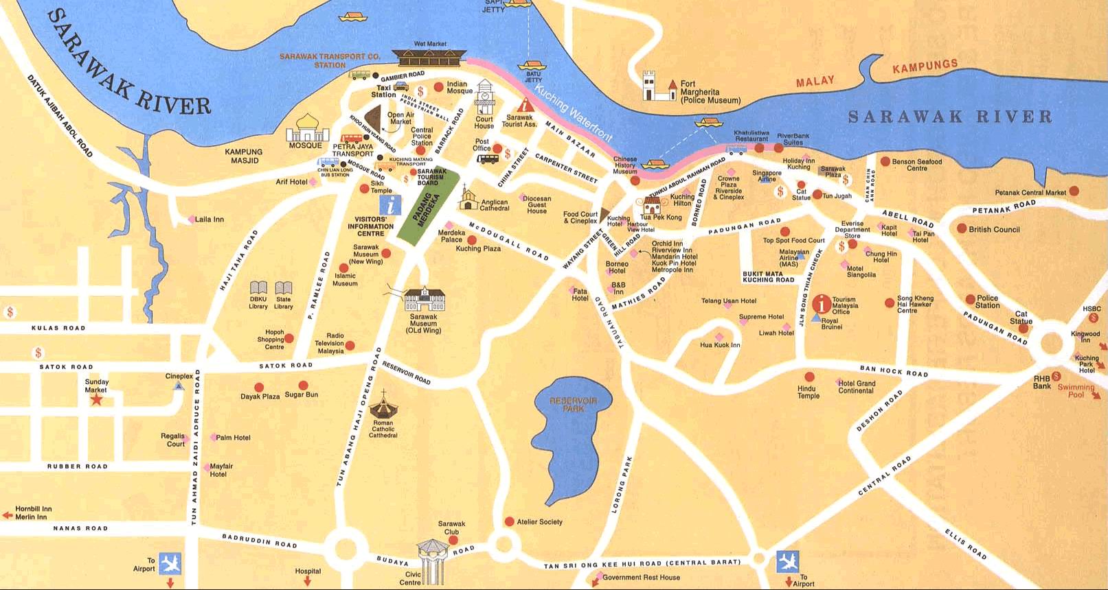 kuching tourism map