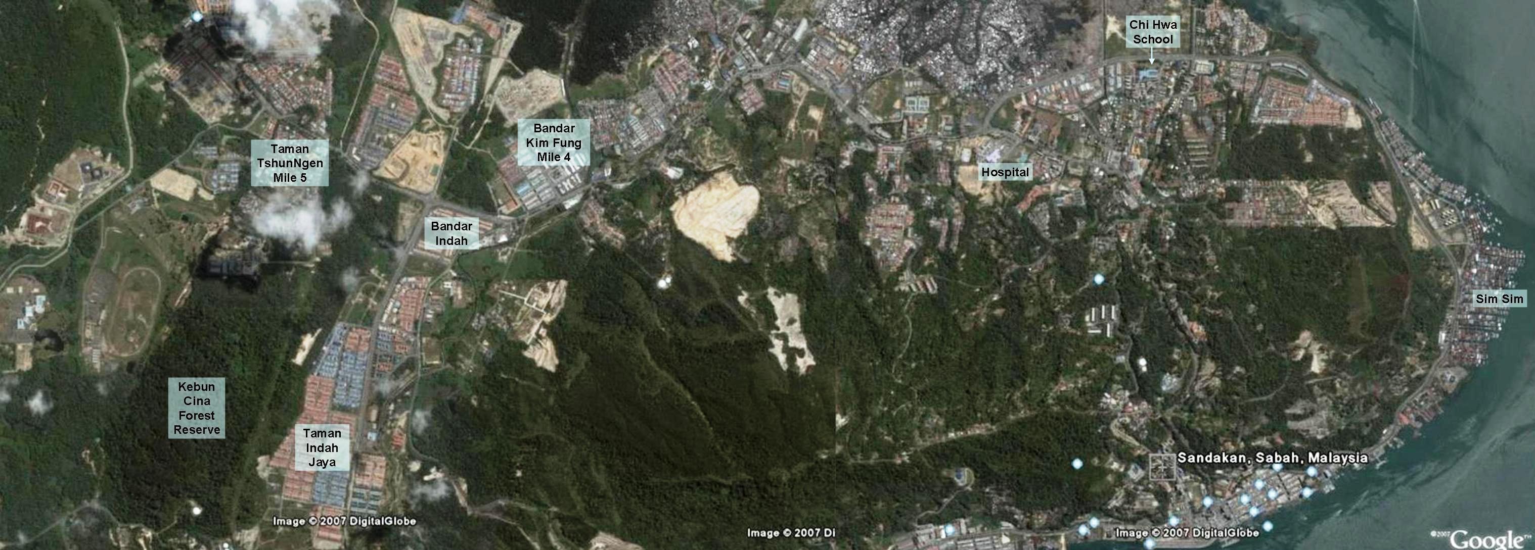 Sandakan satellite map