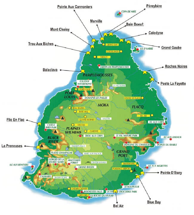 mauritius resorts map