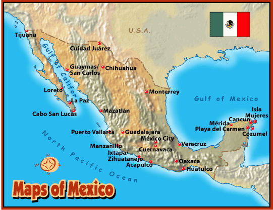 Major Cities Map of Mexico