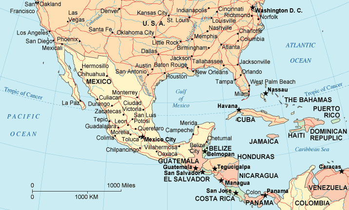 mexico city map central america