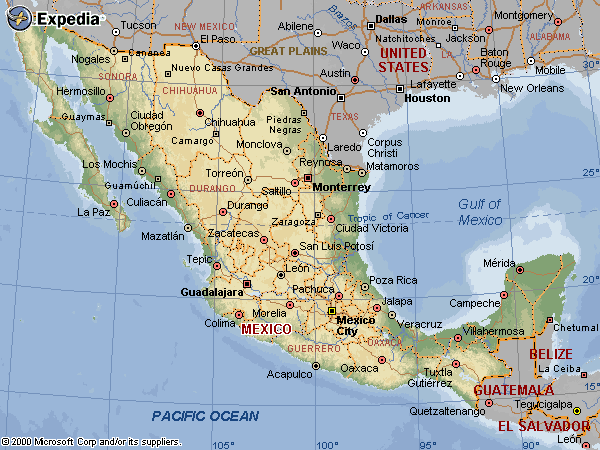 mexico physical map