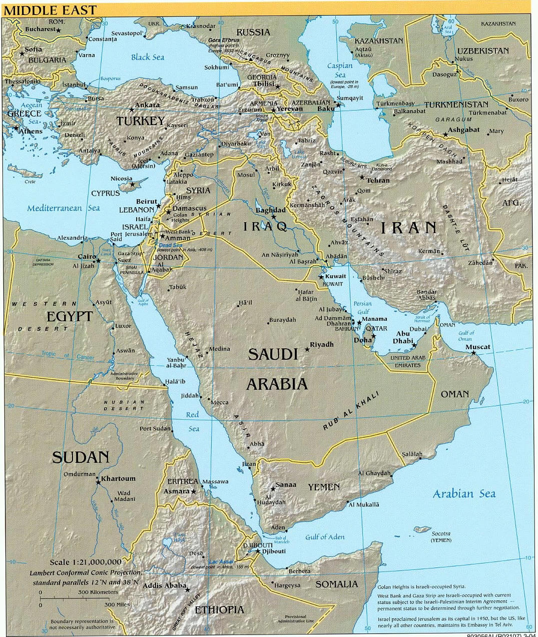 Middle East Physical Map