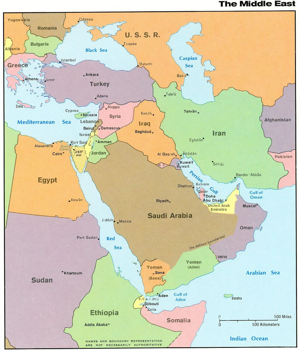 middle east political map 1976
