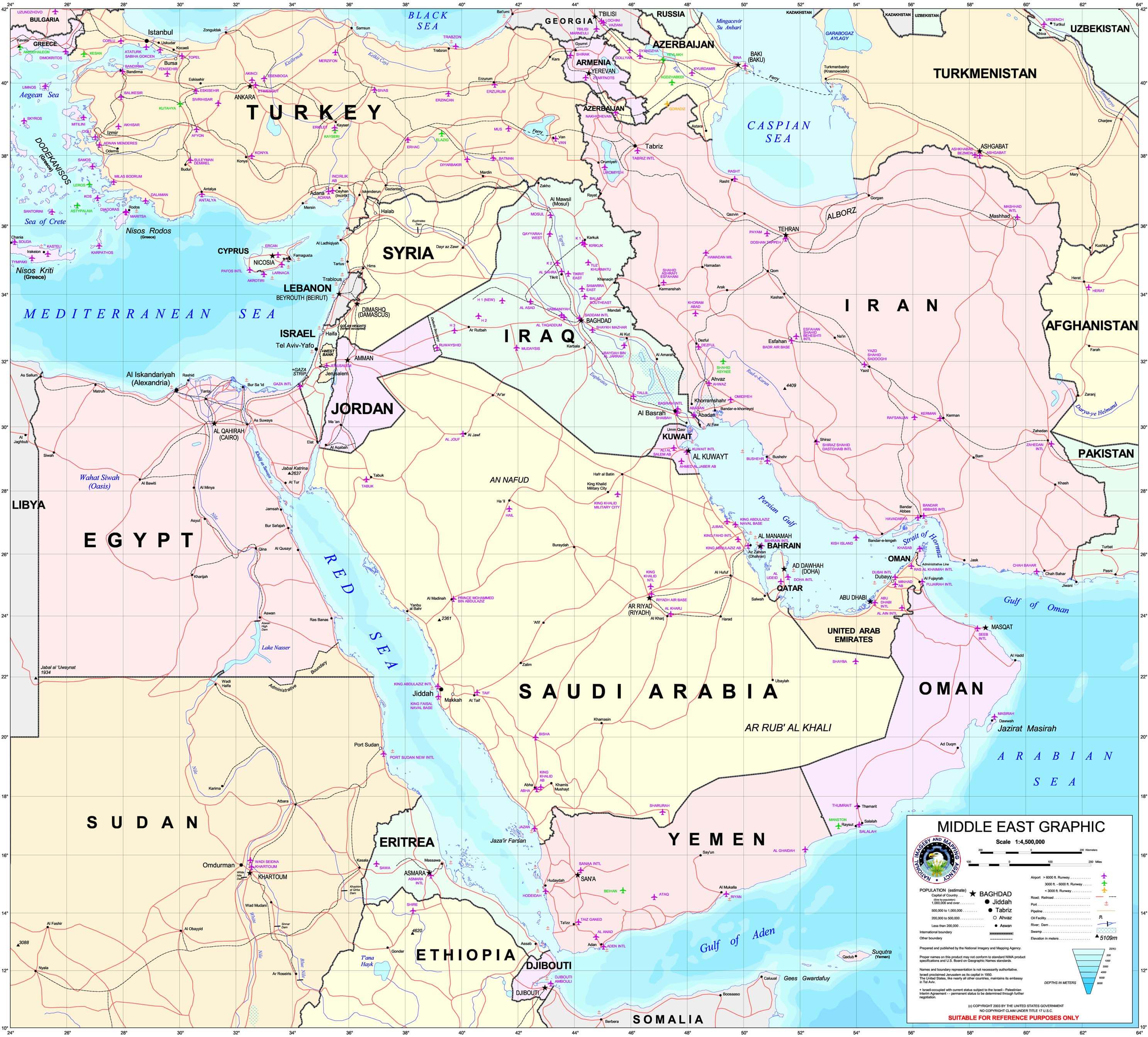 Middle East Political Map 2003