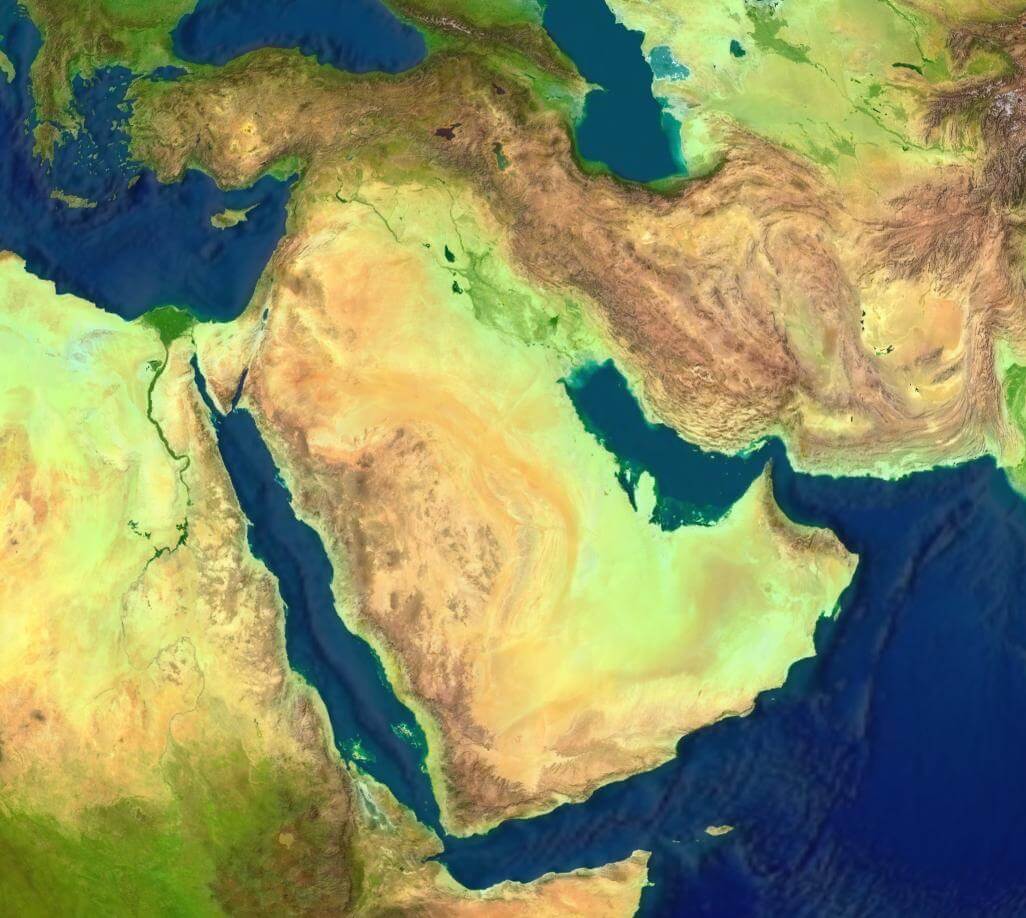 middle east satellite map