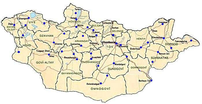mongolia regions map