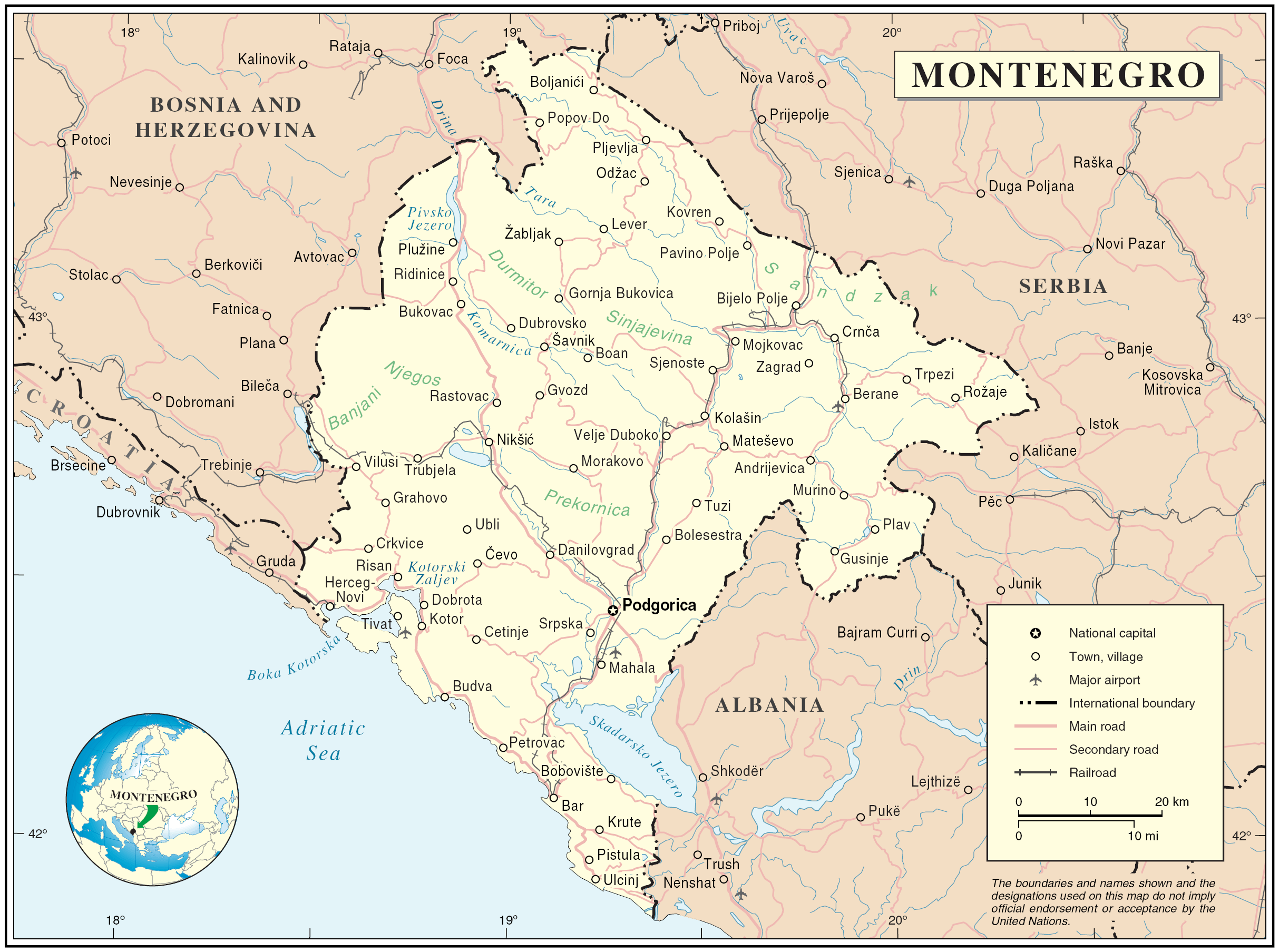 Montenegro national map