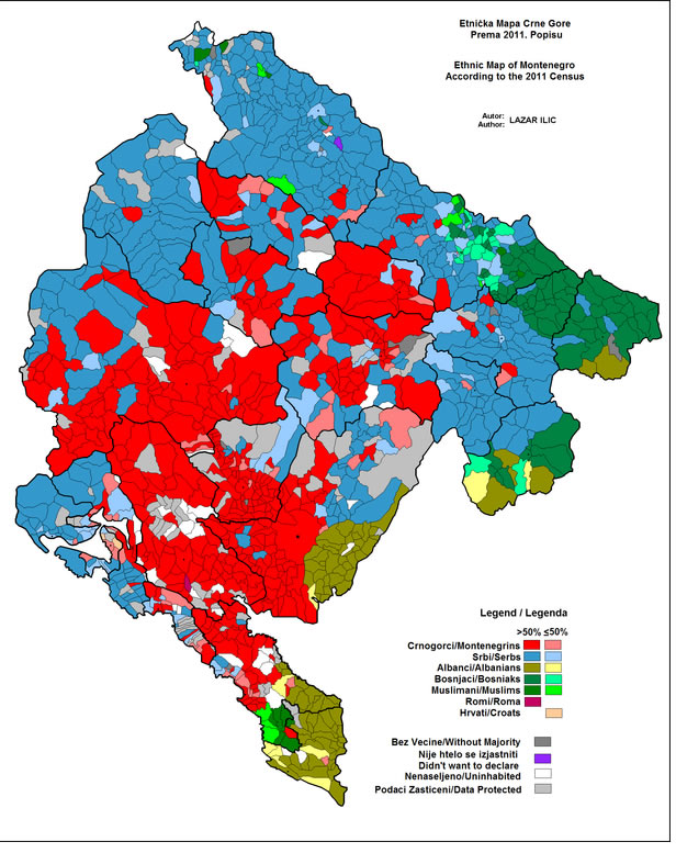 Montenegro Ethnics Map 2011