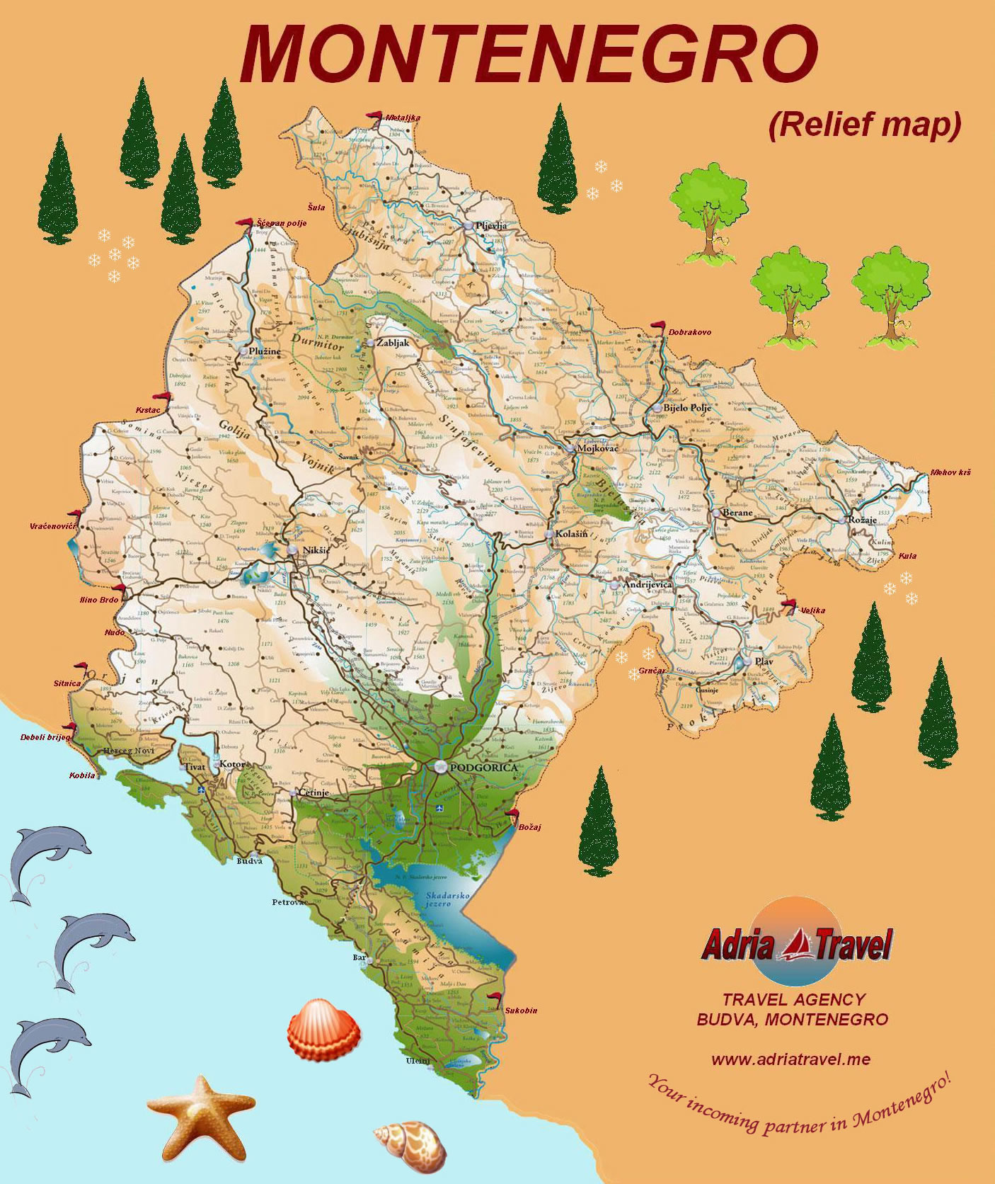 карта на русском языке черногории