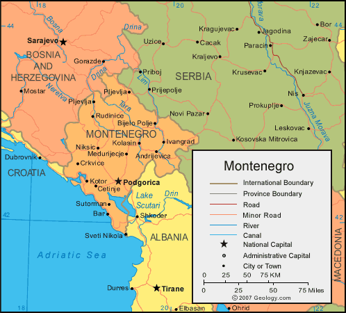 political map of montenegro