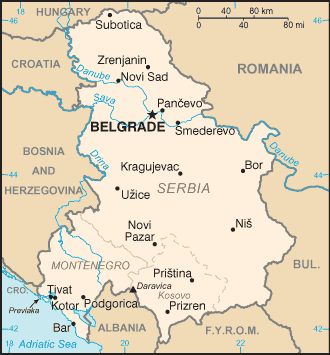 Serbia and Montenegro Map Belgrade