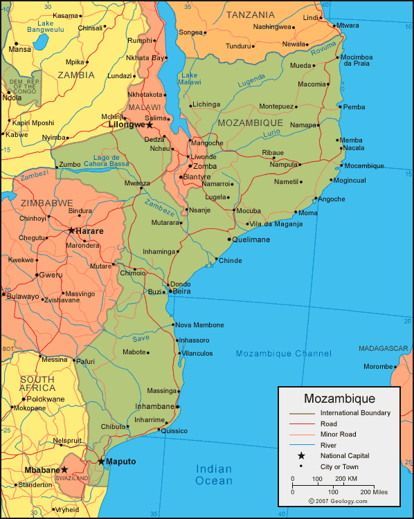 map of Mozambique