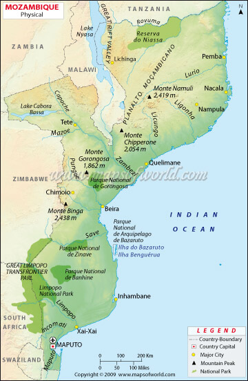 mozambique physical map
