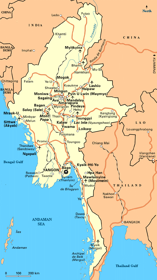 myanmar cities map