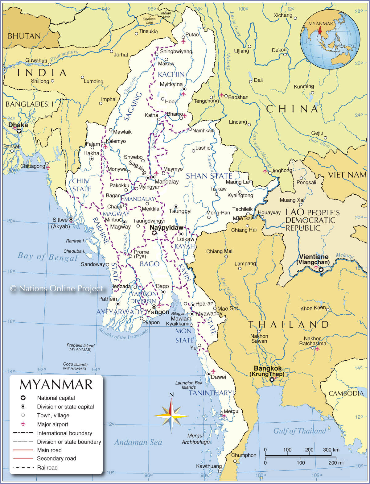 regional map of myanmar
