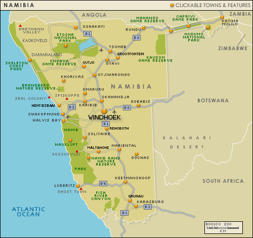 namibia map windhoek