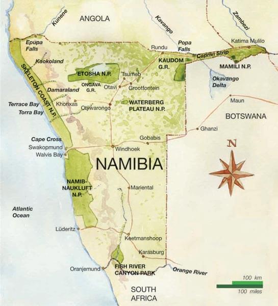 namibia physical map