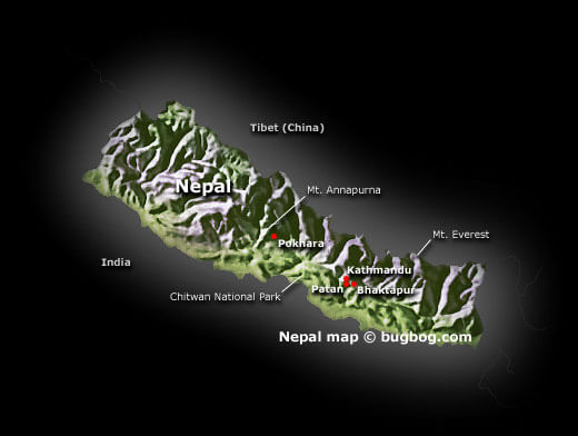 nepal satellite map