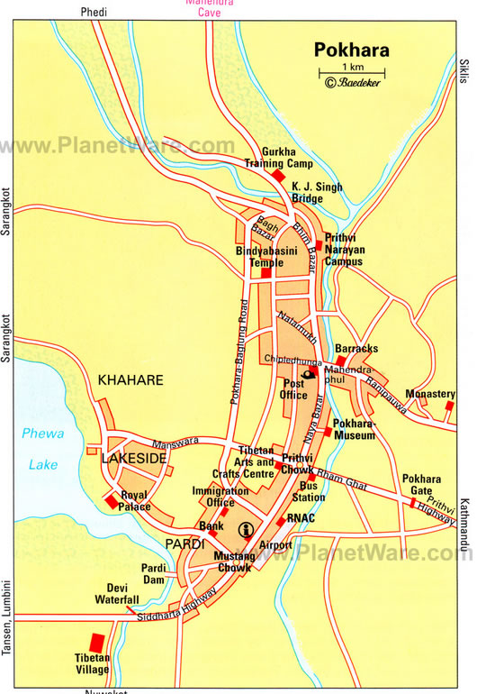 pokhara downtown map