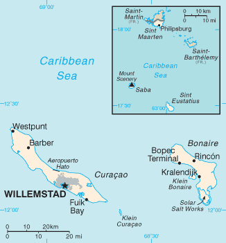 Netherlands Antilles Map Willemstad