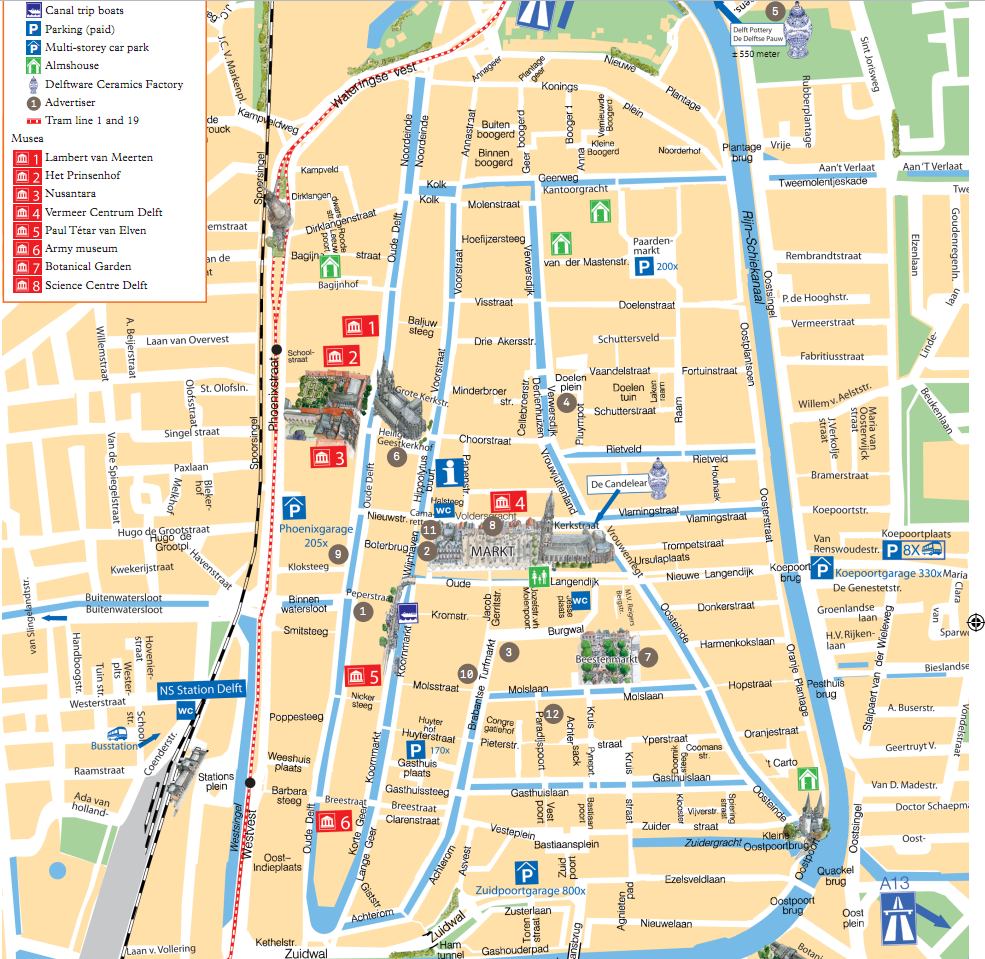Delft tourism map