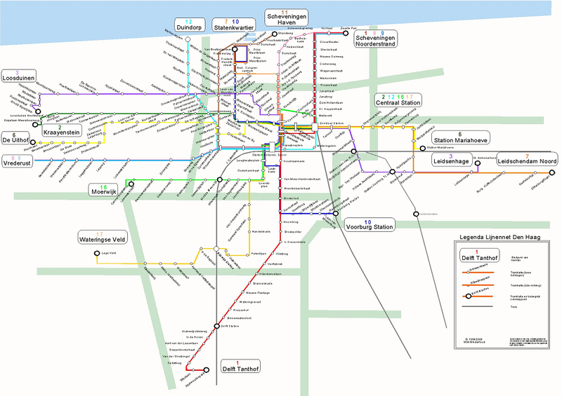 The Hague tram map