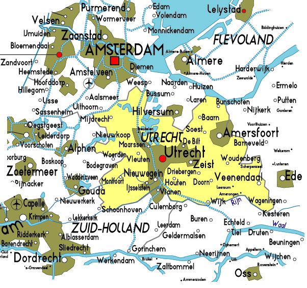 Utrecht amsterdam regional map