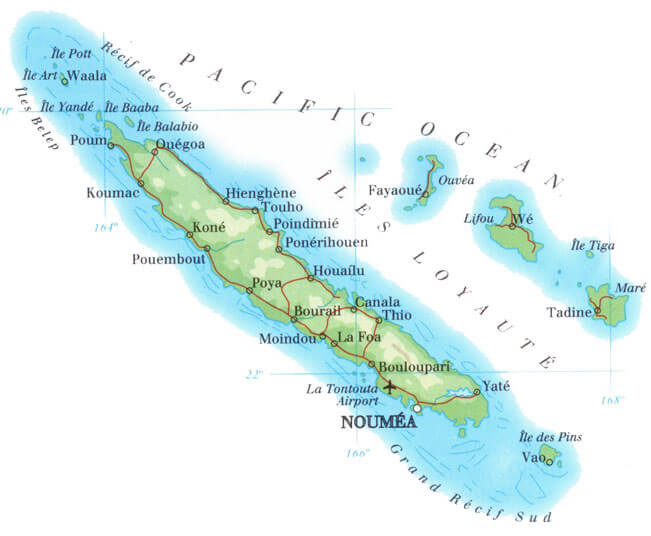 physical map of new caledonia