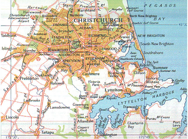 Christchurch area map