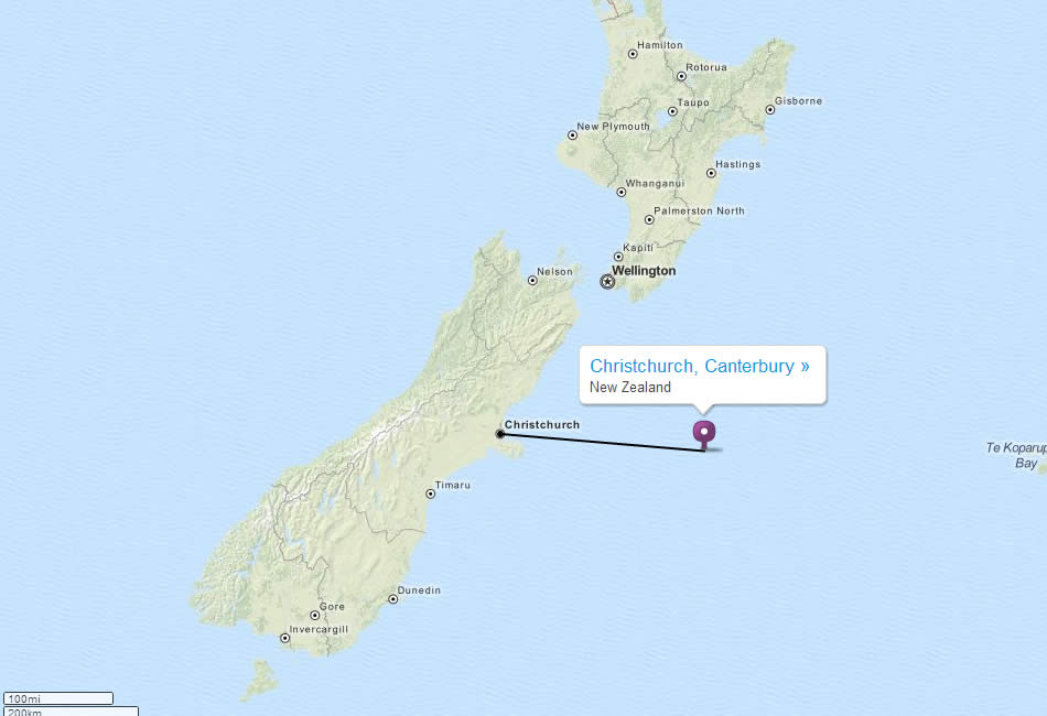 map of new zealand Christchurch