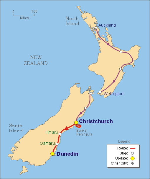new zealand Dunedin map.