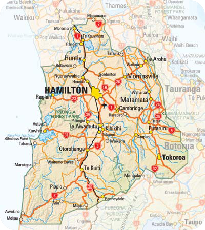 Regional map of Hamilton.