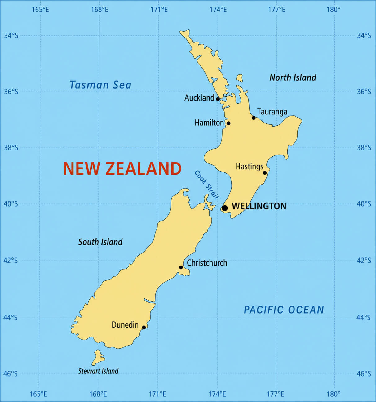 New Zealand largest cities map