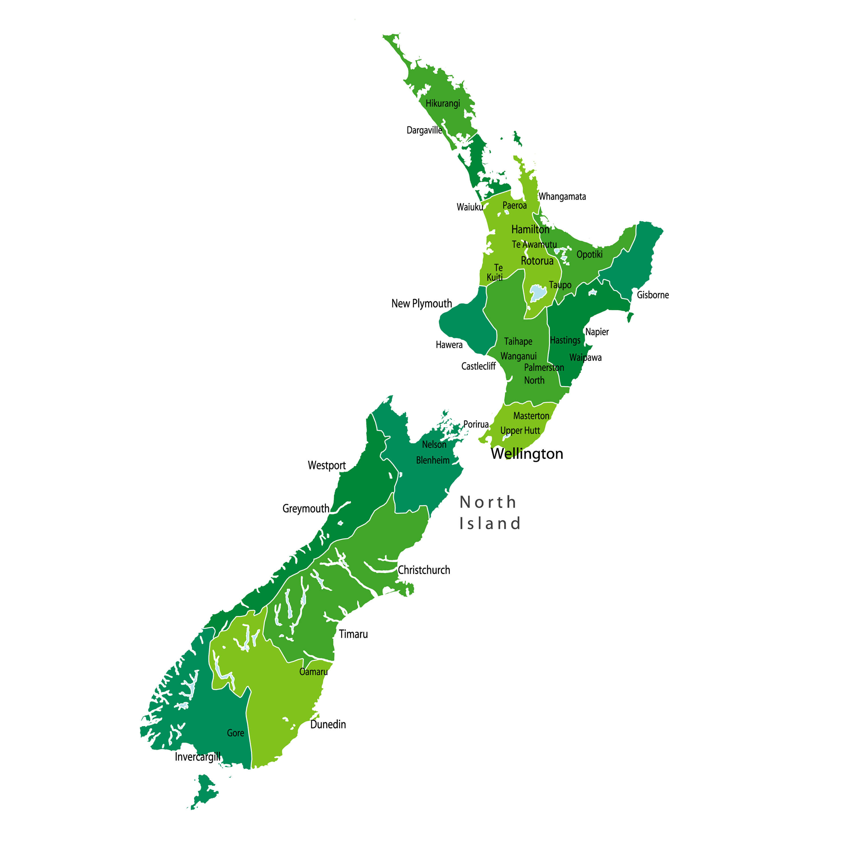 New Zealand provinces and regions map