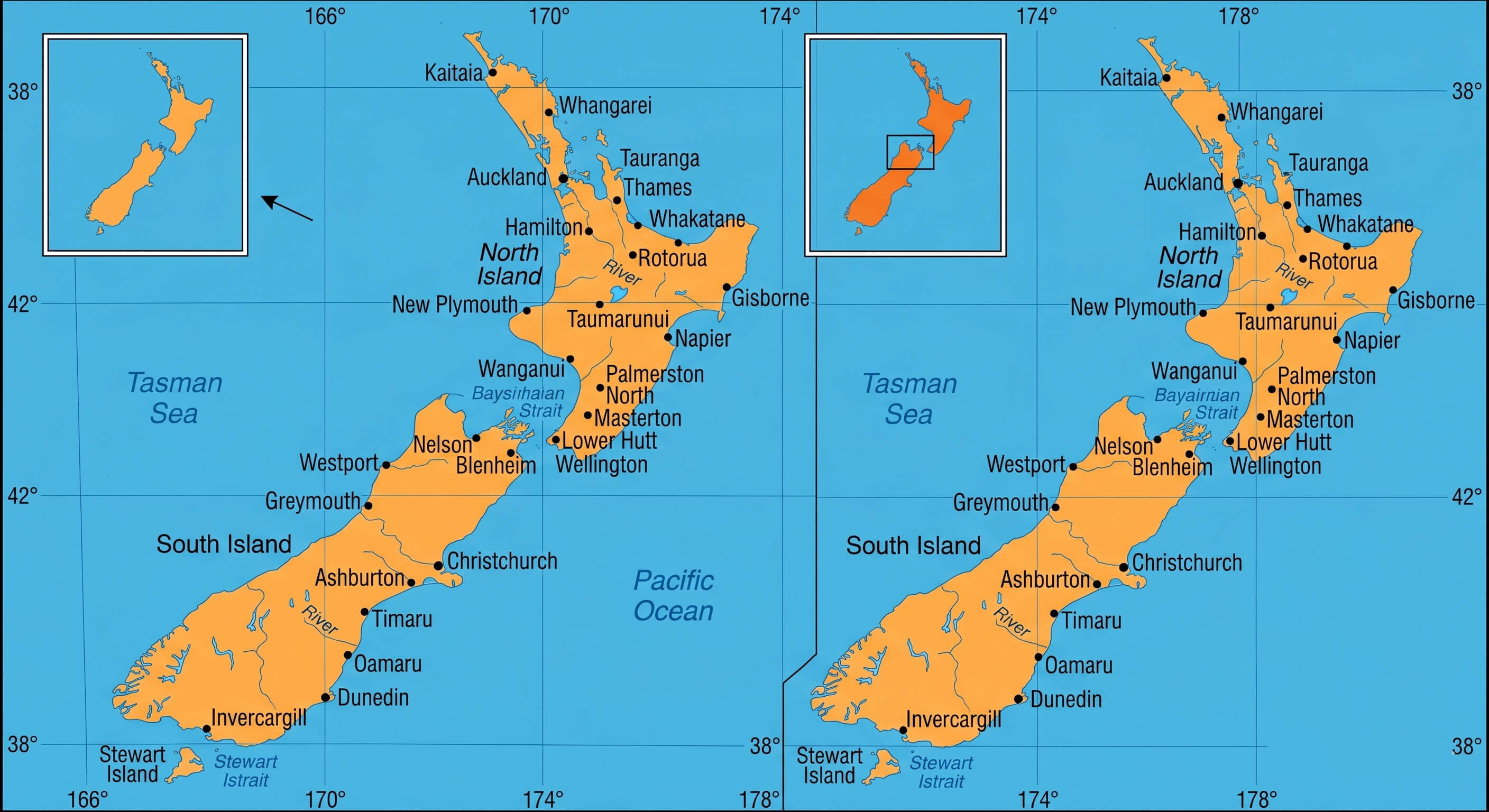 New Zealand regional divisions map