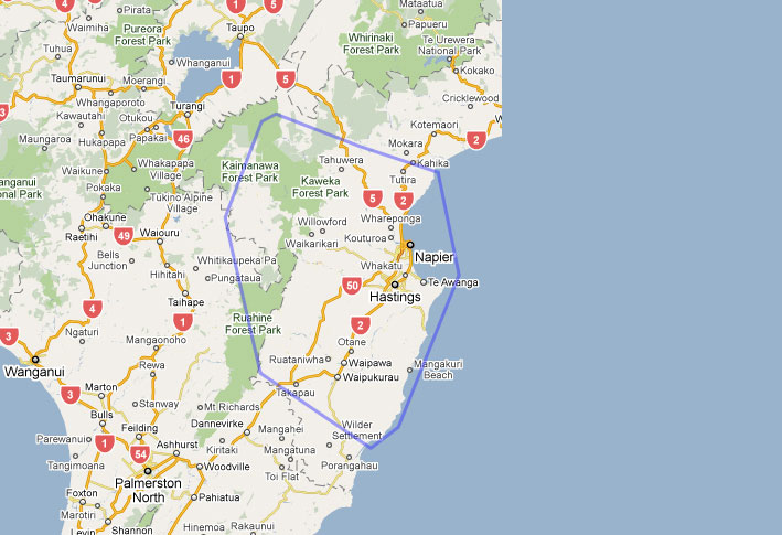 	map of Napier region