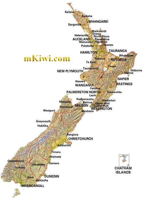 New Zealan map New Plymouth