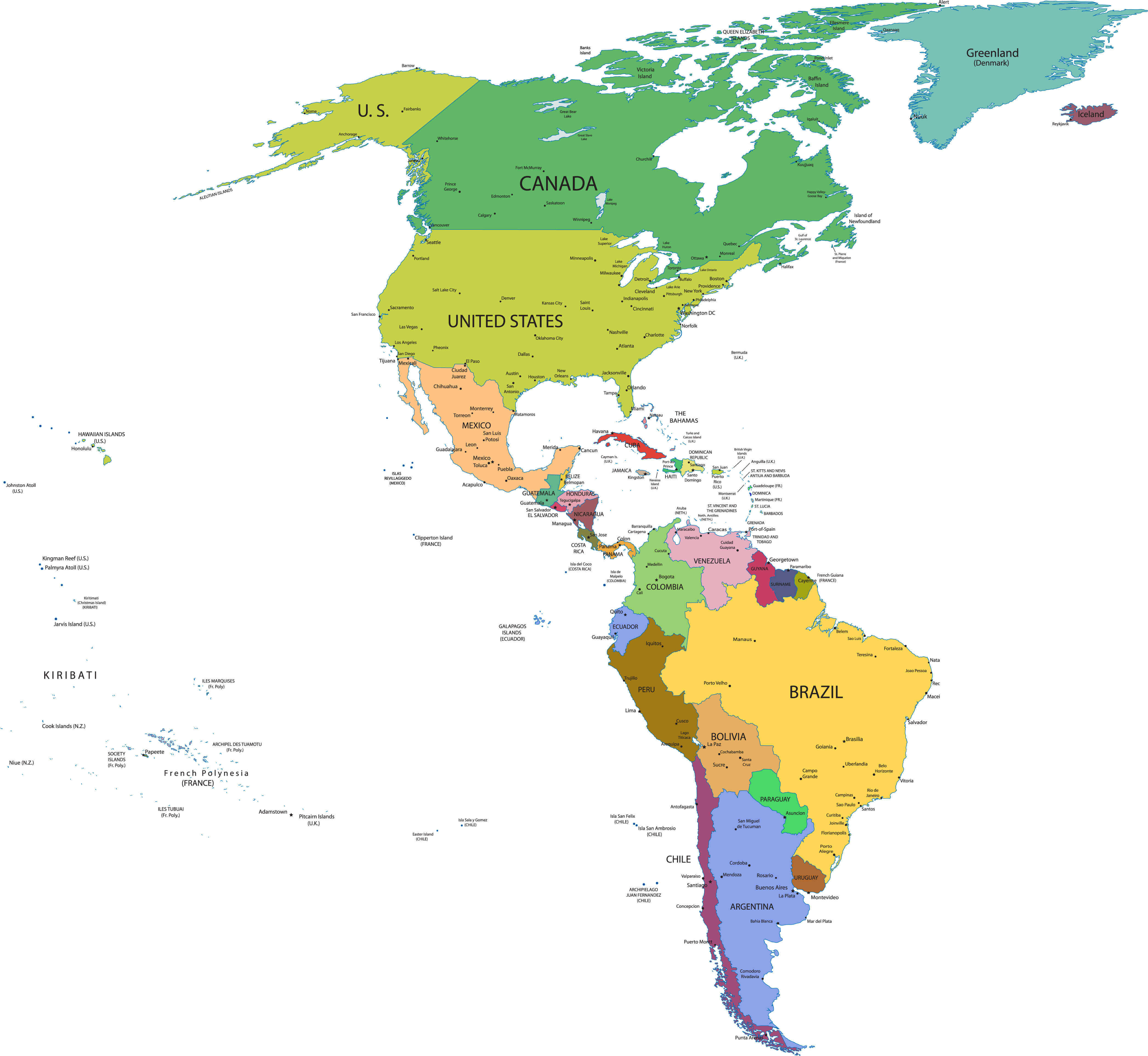 North and South America Map