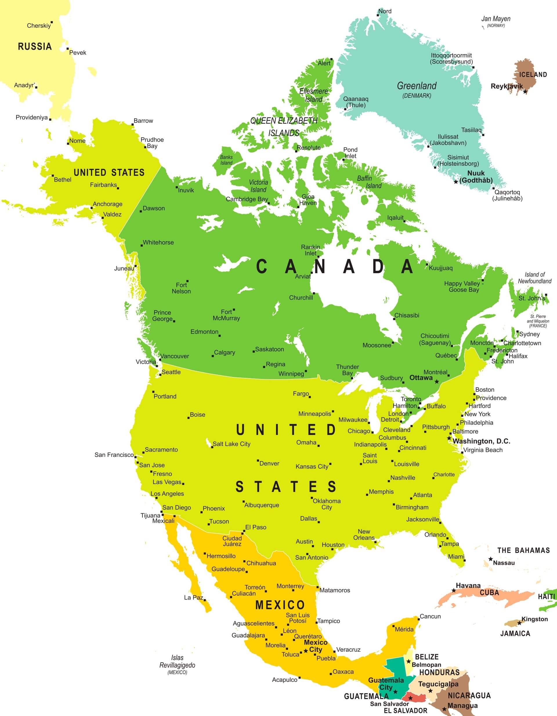 North America countries map