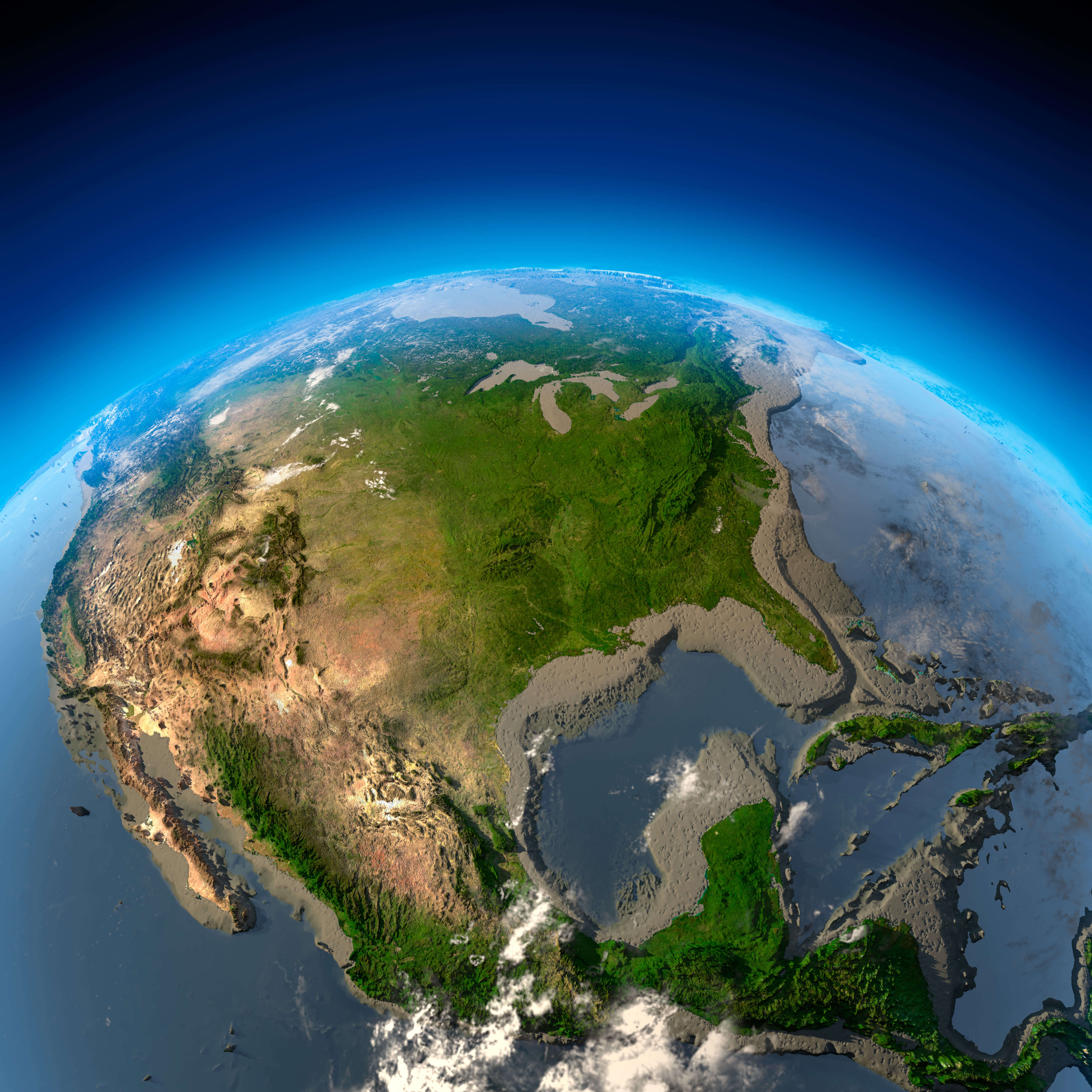 North America satellite view from space