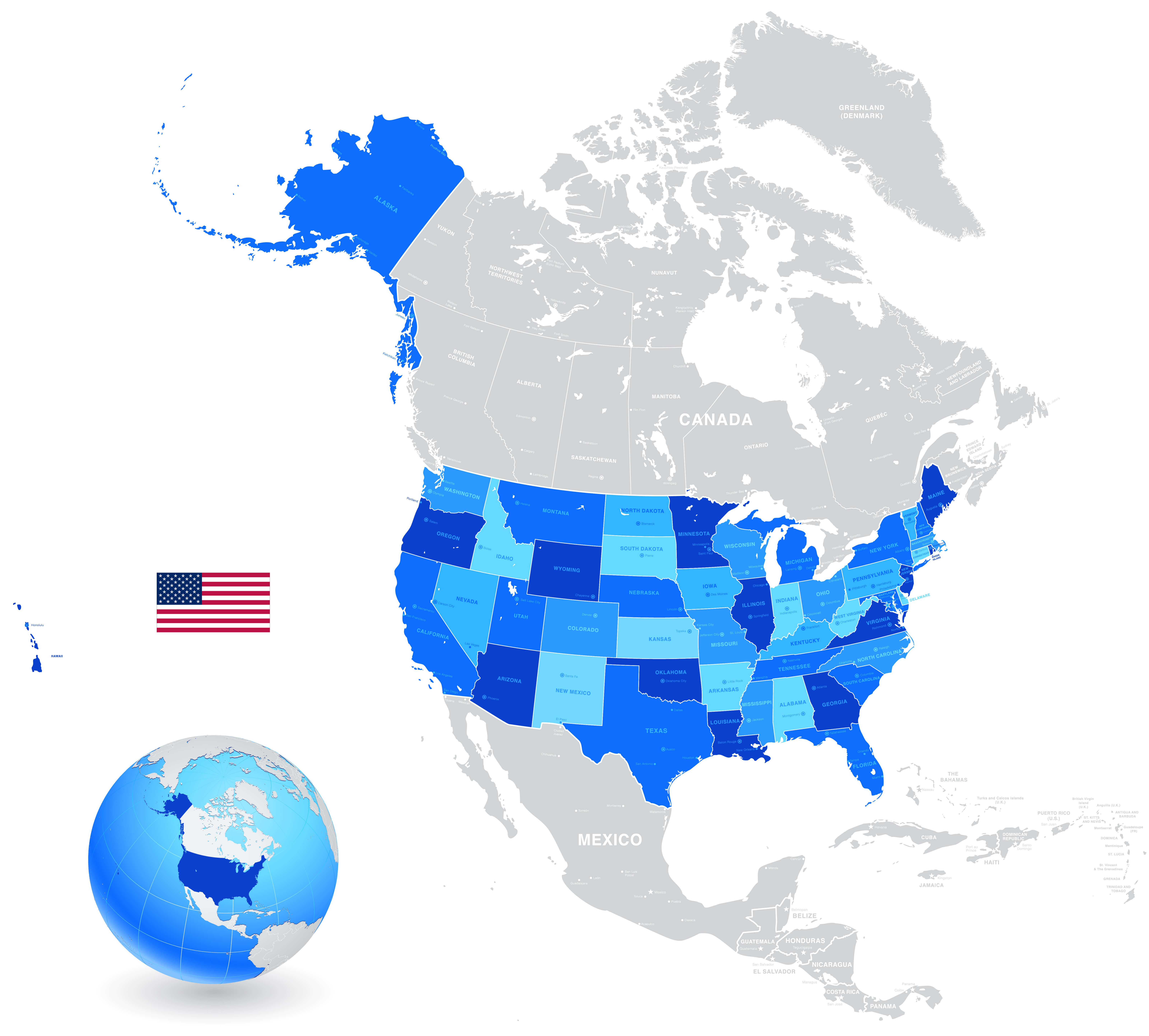 United States location in North America map