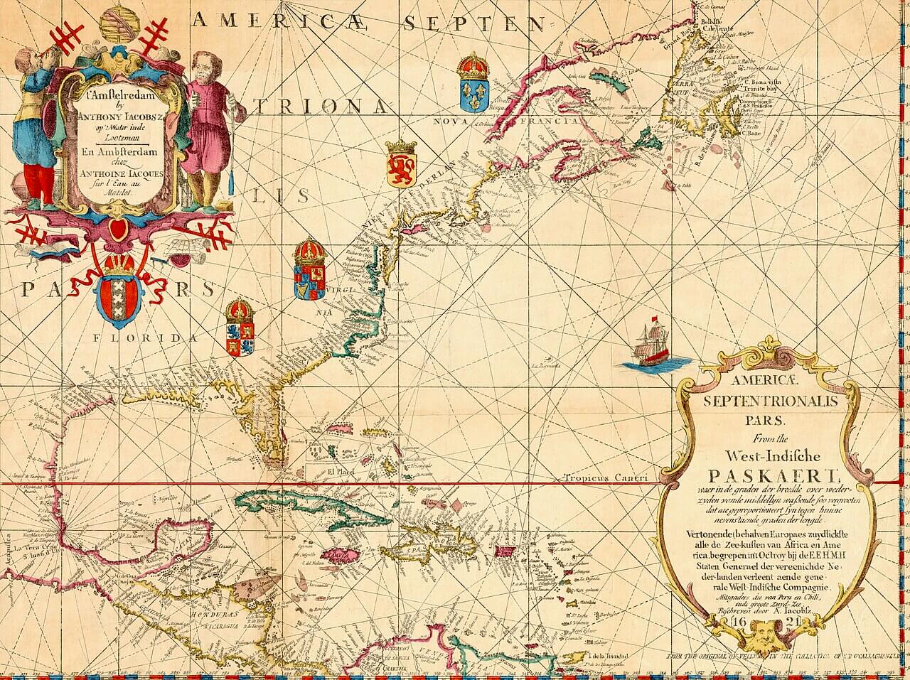 North America antique historical map