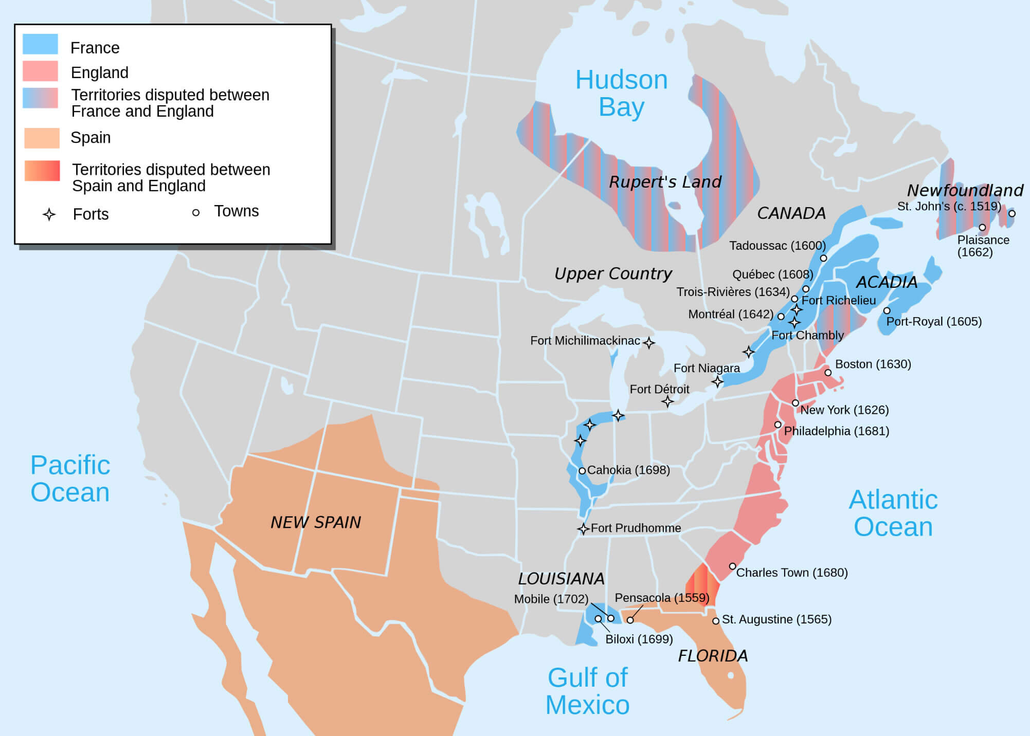 North America colonial map 1702