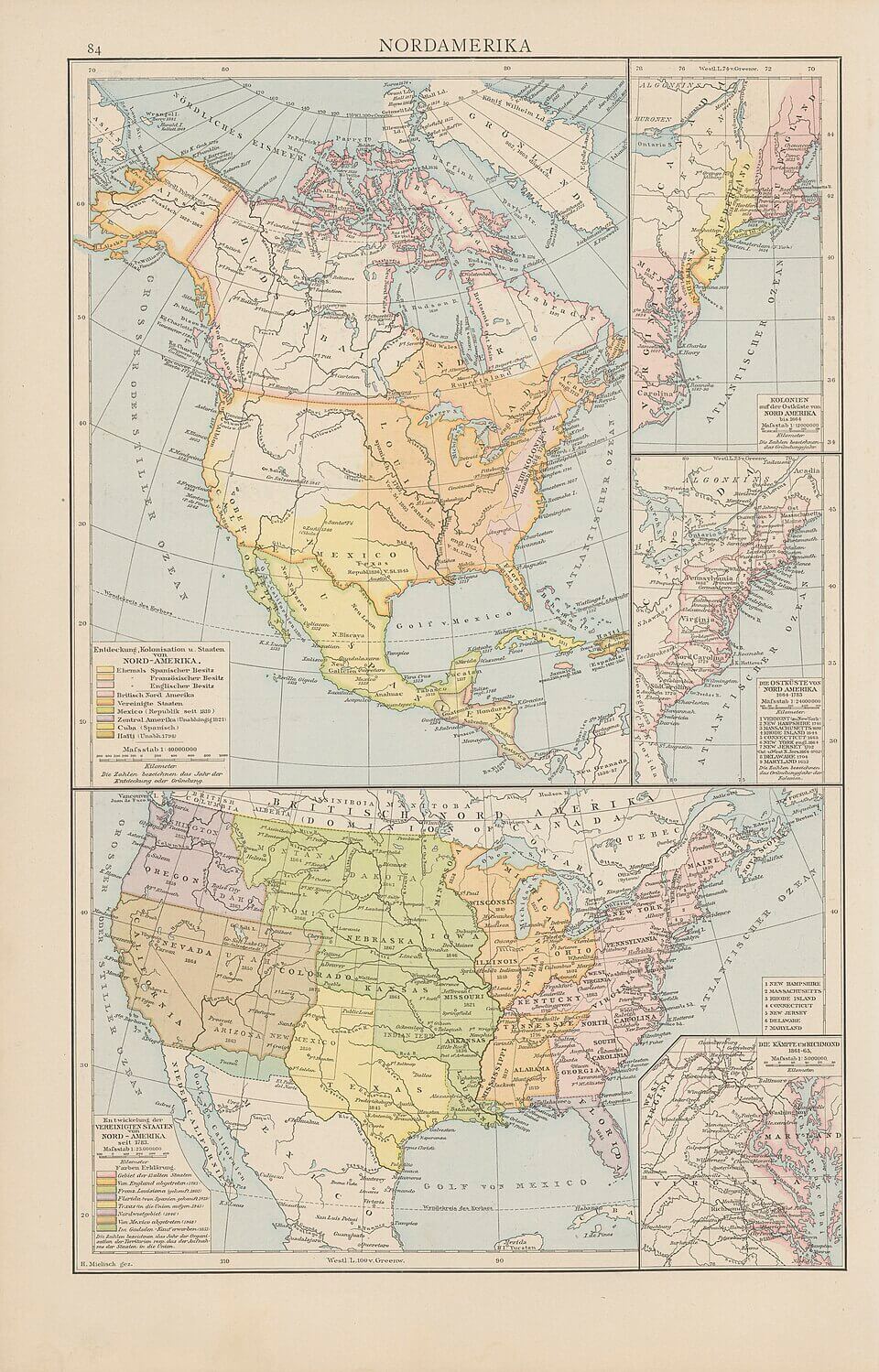 North America european colonization map 1886