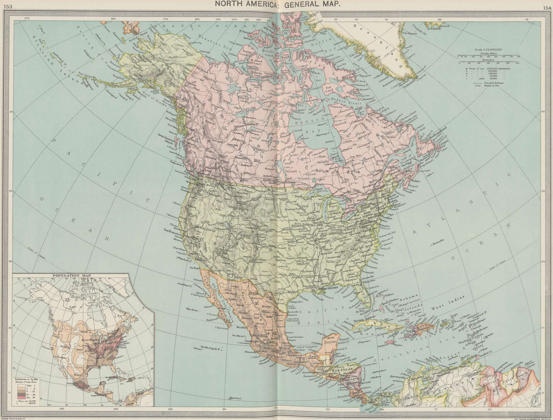 North America historical atlas map 1908