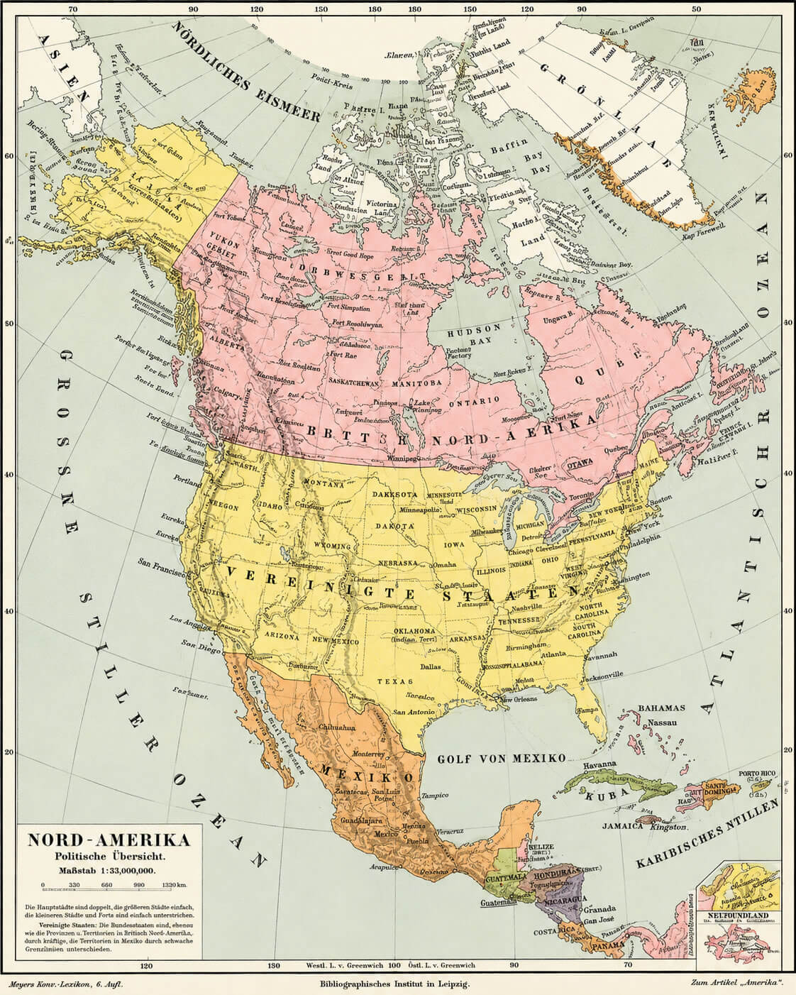 North America historical map 1888