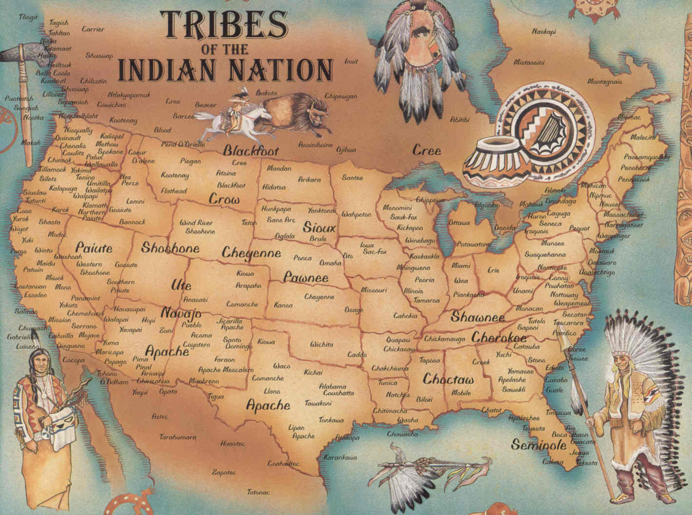 North America Native American Tribes map