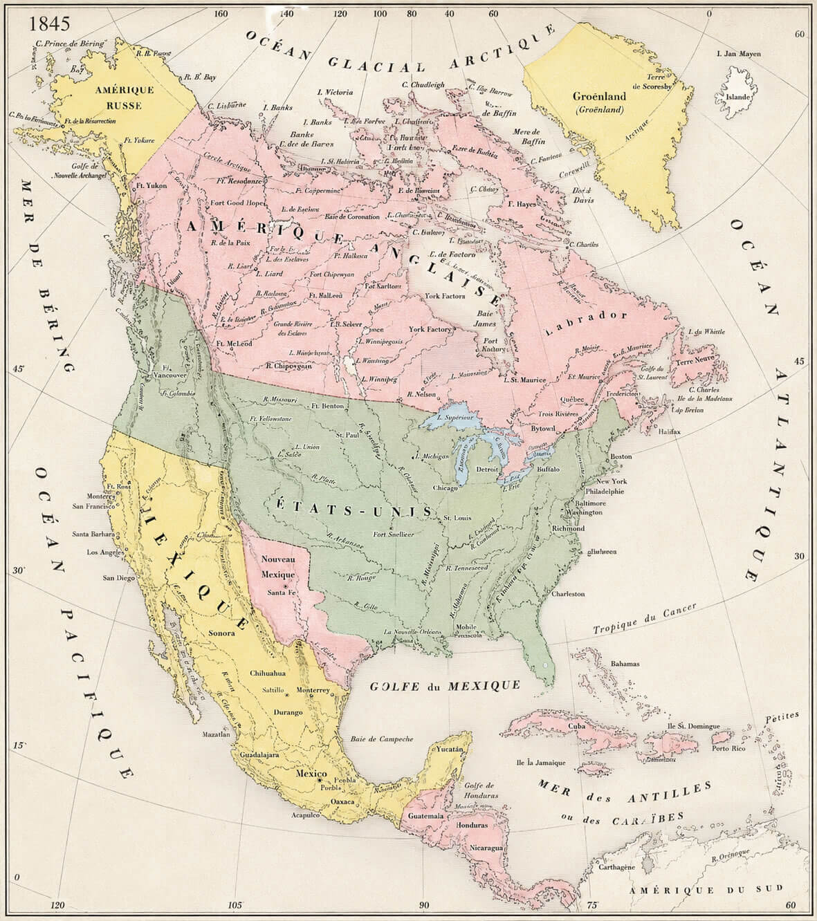 North America political map 1845